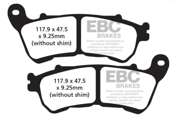 EBC Double-H Sintered Brake Pads Harley 1200 Custom FA640HH Front FA254HH Rear HH Rated High Performance Motorcycle Brake Pads