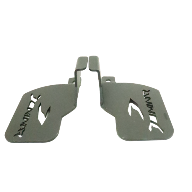 Motocare Dominar 400 heavy duty non-slip footrest installed on Bajaj Dominar 400 motorcycle for improved riding comfort and stability