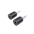 MotoCare fork sliders installed on Yezdi Adventure motorcycle protecting front and rear suspension forks during off-road riding