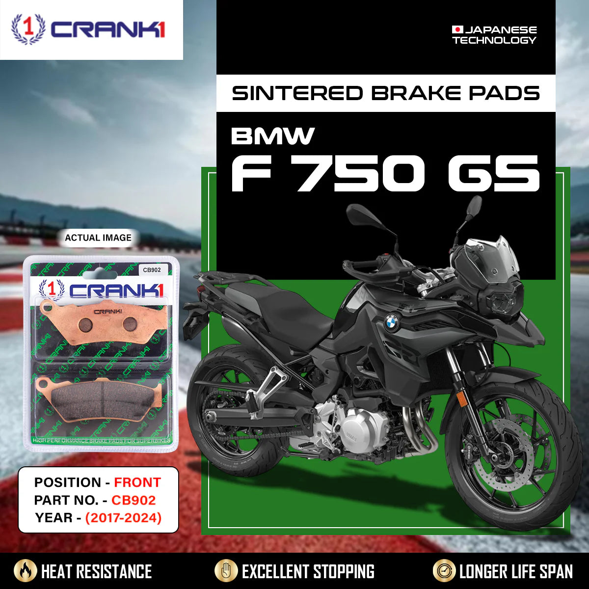 CRANK1 Sintered Front Brake Pads CB902 For BMW F 750 GS 2017-2024 Motorcycle