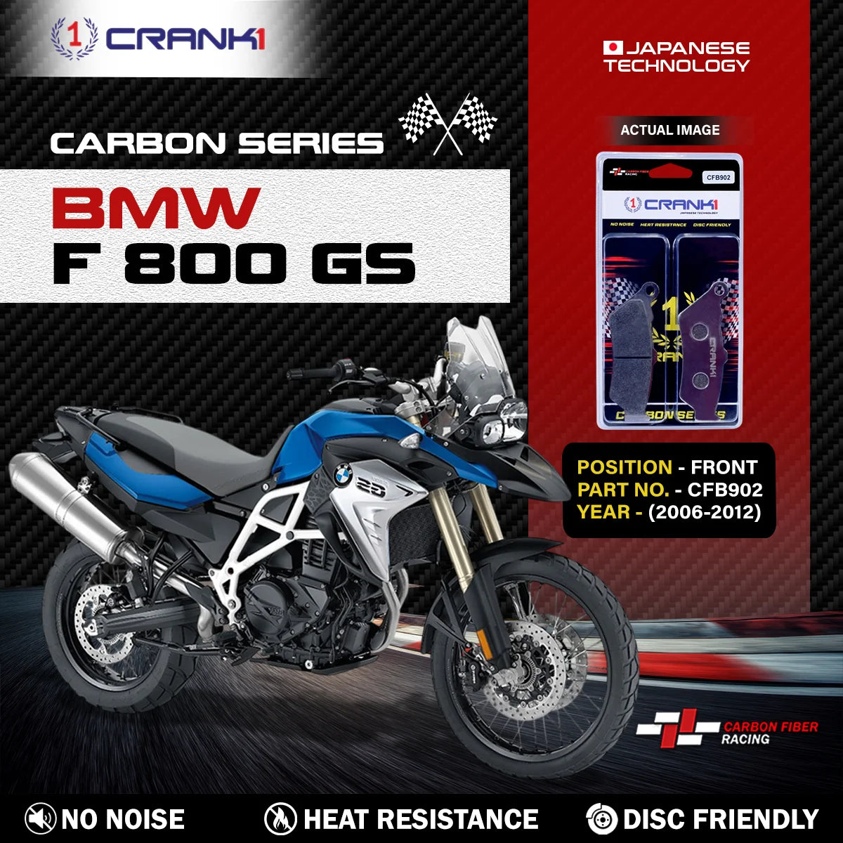 CRANK1 CFB902 carbon front brake pads for BMW F 800 GS