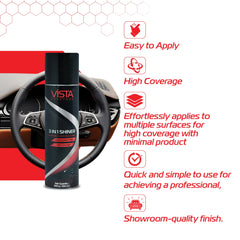 Vista Auto Care 3 in 1 Car Shiner 450ml dashboard tyre vinyl and bumper polish

