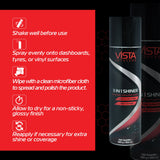 Vista Auto Care 3 in 1 Car Shiner 450ml – Foam Dashboard, Tyre, Vinyl & Bumper Polish