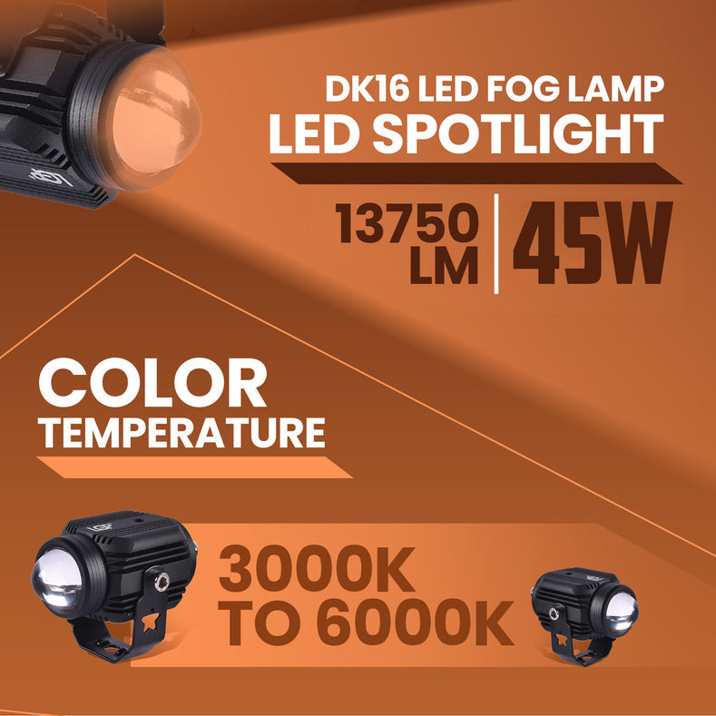 LGP DK16 fog lamp installed on motorcycle with clamps