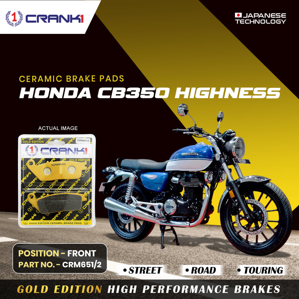 CRANK1 Ceramic Front Brake Pads CRM651/2 for Honda CB350 H'ness HH Rated Motorcycle Disc Brake Pads