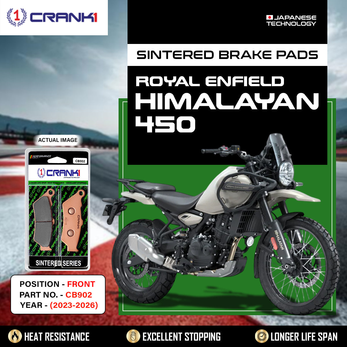 Crank1 CB902 Sintered Front Brake Pads for Royal Enfield Himalayan 450 2023-2026 | Legendary Custom