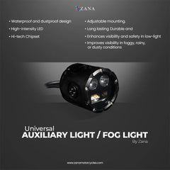 ZANA Fog Light ZFL-50 Universal LED Fog Lights with Bluetooth Controller, Dual Colour Beam and CNC Aluminium Body | Legendary Custom
