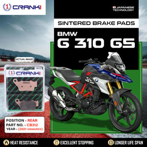 CRANK1 Sintered Rear Brake Pads CB312 for BMW G 310 GS 2021 Onwards Motorcycle Brake Pads