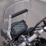 MotoCare GPS mount installed on Hero XPulse 210 handlebar holding smartphone for navigation