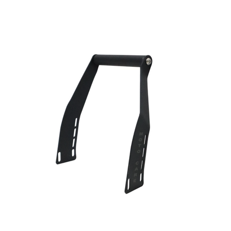 MotoCare GPS mount installed on Yezdi Adventure motorcycle handlebar showing secure navigation holder for touring and off-road riding