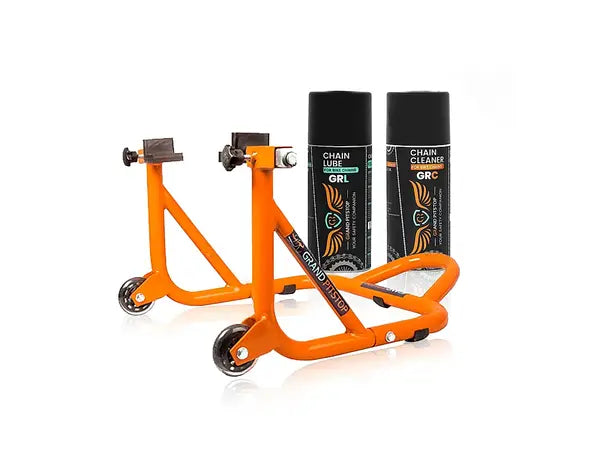 Combo of GR Chain Cleaner-160ml & GR Chain Lube-160ml & Dismantable Paddock Stand-Orange