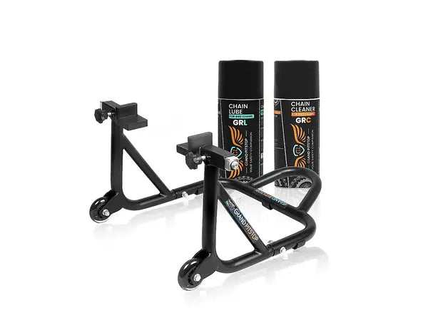 Combo of GR Chain Cleaner-160ml & GR Chain Lube-160ml & Dismantable Paddock Stand-Black