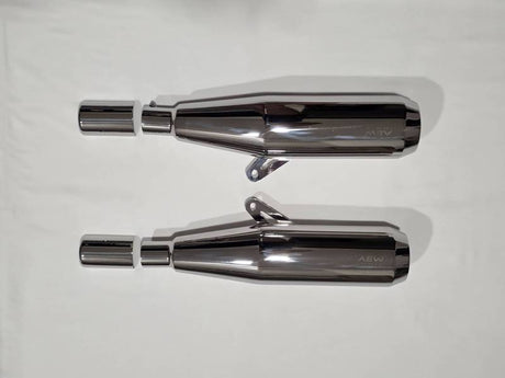 AEW TE 104 EDGE mirror polish exhaust Interceptor 650 GT 650 slip-on 304 stainless steel performance megaphone silencer lightweight 6.5kg Royal Enfield