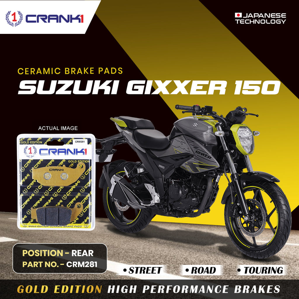 CRANK1 Ceramic Rear Brake Pads for Suzuki Gixxer 150 | HH Rated High Performance Disc Brake Pads | CRM281