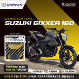 CRANK1 Ceramic Rear Brake Pads for Suzuki Gixxer 150 | HH Rated High Performance Disc Brake Pads | CRM281