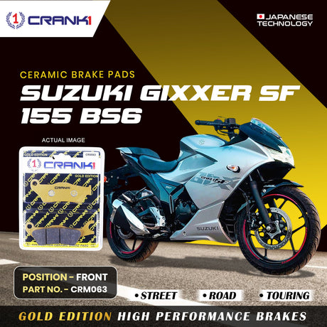 CRANK1 Ceramic Front Brake Pads CRM063 for Suzuki Gixxer SF 155 BS6 HH Rated Disc Brake Pads