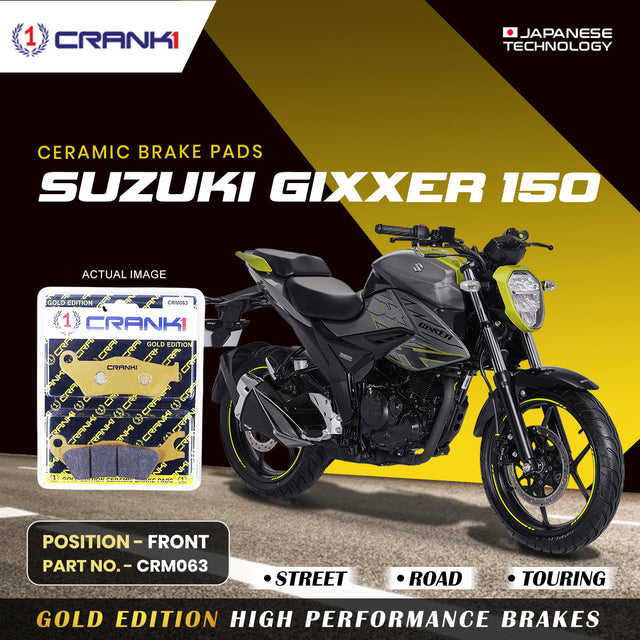CRANK1 Ceramic Front Brake Pads CRM063 for Suzuki Gixxer 150 HH Rated Motorcycle Brake Pads