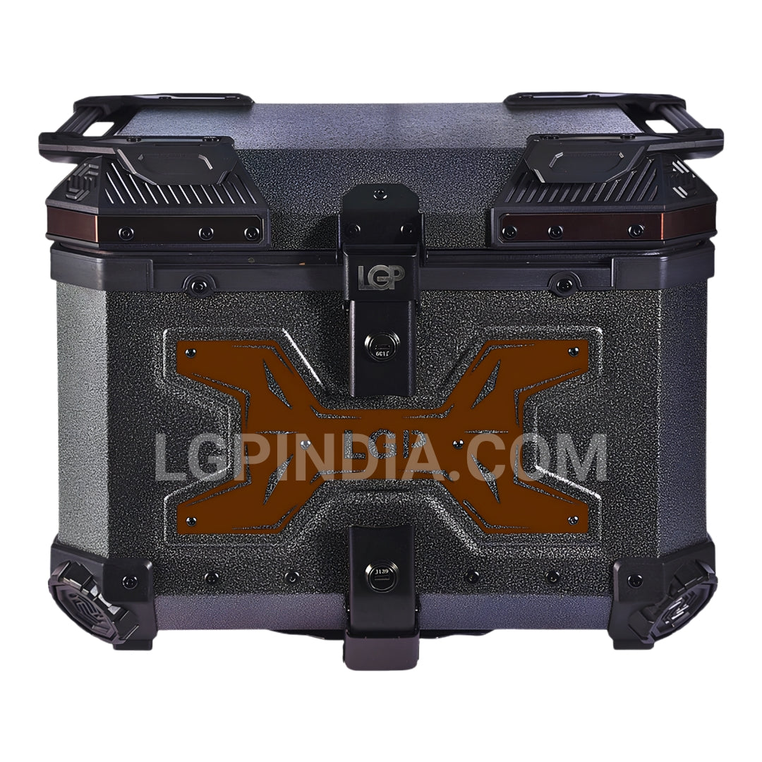 LGP 45L gray wrinkle copper aluminum motorcycle top box with backrest

