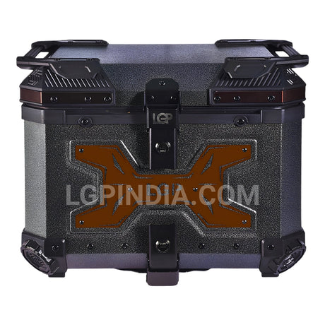 LGP 45L gray wrinkle copper aluminum motorcycle top box with backrest

