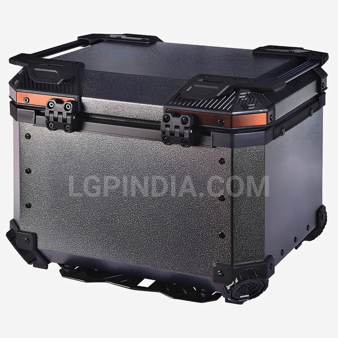 LGP 45L gray wrinkle copper aluminum motorcycle top box with backrest

