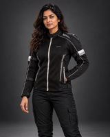 Lone Ranger Women Addon Pro Black Grey Level 2 Armored Motorcycle Riding Jacket