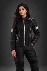 Lone Ranger Women Addon Pro Black Grey Level 2 Armored Motorcycle Riding Jacket