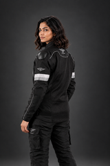 Lone Ranger Women Addon Pro Black Grey Level 2 Armored Motorcycle Riding Jacket
