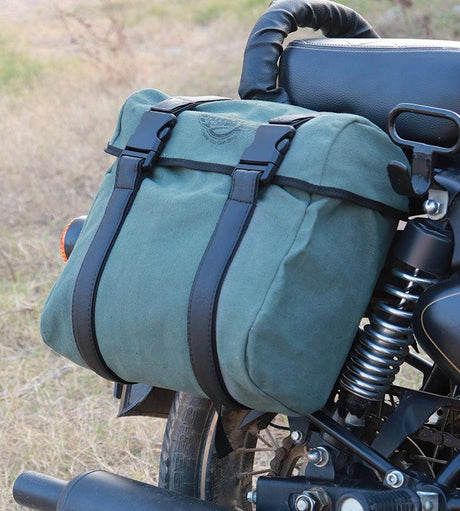 Guardian Gears Buddy 20L olive green canvas motorcycle saddle bag