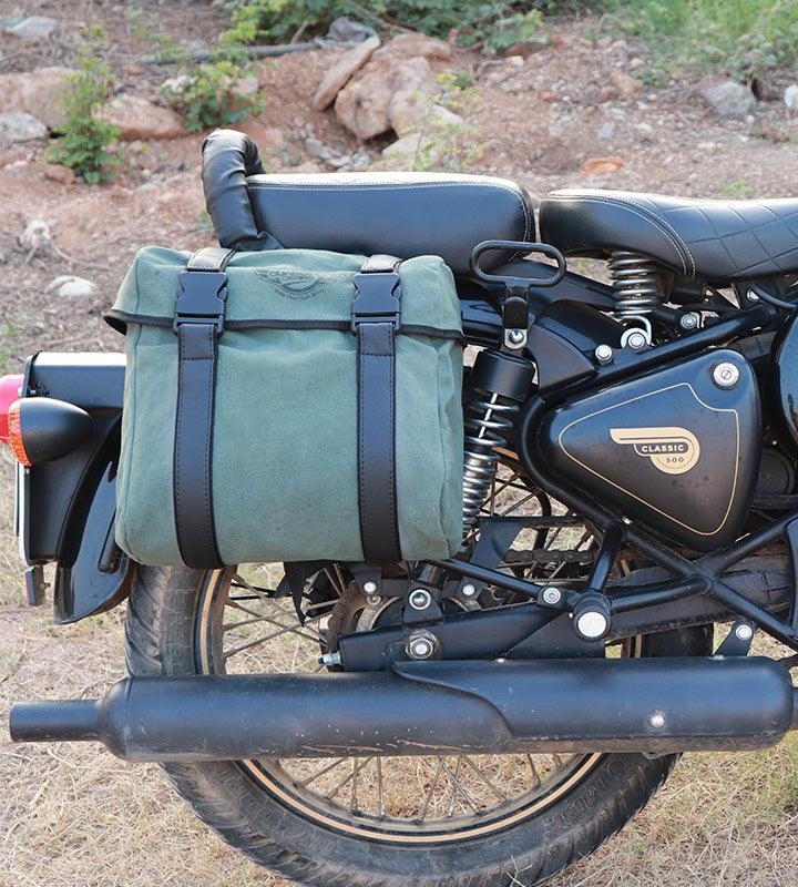 Guardian Gears Buddy 20L olive green canvas motorcycle saddle bag