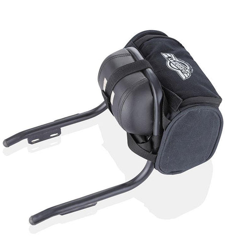 Guardian Gears Cliff motorcycle backrest bag mounted on a motorcycle grab rail made from durable water-resistant canvas fabric