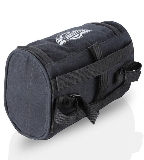 Guardian Gears Cliff motorcycle backrest bag mounted on a motorcycle grab rail made from durable water-resistant canvas fabric