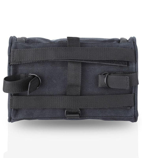 Guardian Gears Cliff motorcycle backrest bag mounted on a motorcycle grab rail made from durable water-resistant canvas fabric