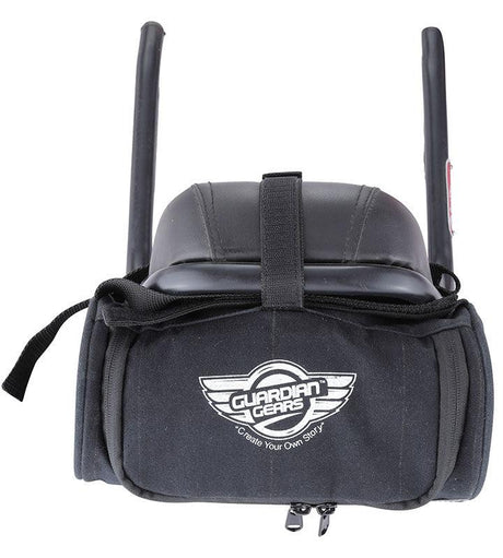 Guardian Gears Cliff motorcycle backrest bag mounted on a motorcycle grab rail made from durable water-resistant canvas fabric