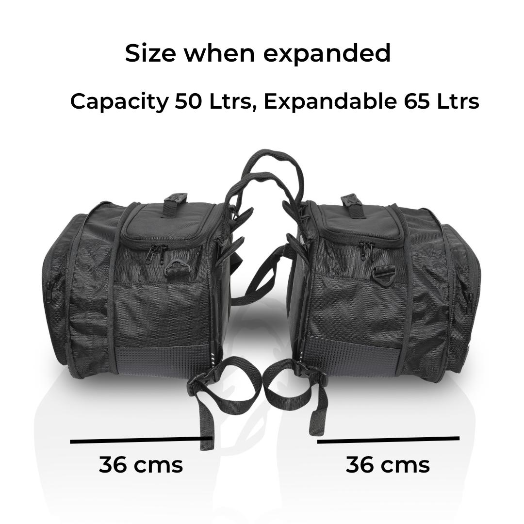 Guardian Gears Stallion 50L expandable waterproof motorcycle saddlebags