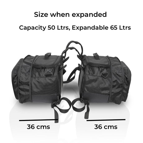 Guardian Gears Stallion 50L expandable waterproof motorcycle saddlebags