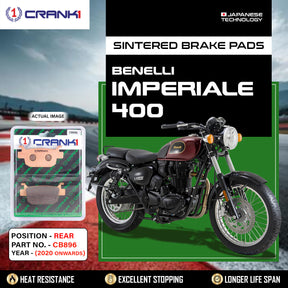 CRANK1 CB896 Sintered Rear Brake Pads for Benelli Imperiale 400 (2020 Onwards) LEGUNDARY Custom