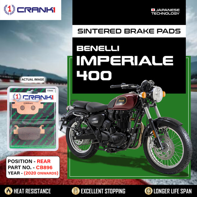 CRANK1 CB896 Sintered Rear Brake Pads for Benelli Imperiale 400 (2020 Onwards) LEGUNDARY Custom