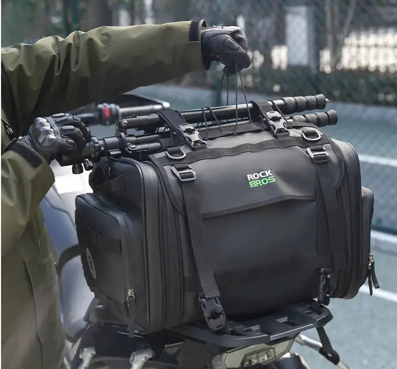 Moto Guard RockBro 43-50L Expandable Motorcycle Tail Bag with Rain Cover