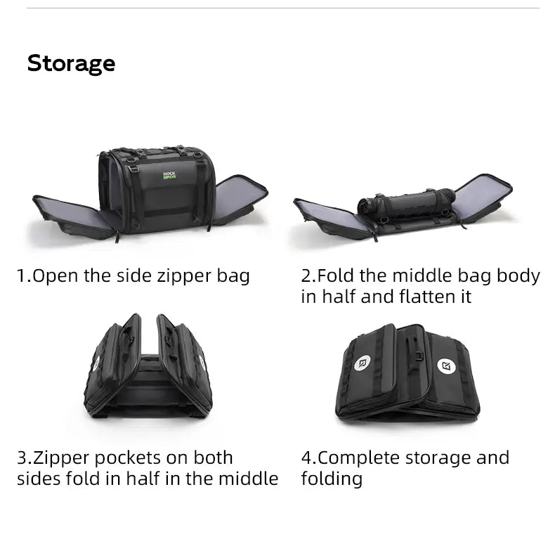 Moto Guard RockBro 43-50L Expandable Motorcycle Tail Bag with Rain Cover
