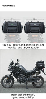 Moto Guard RockBro 43-50L Expandable Motorcycle Tail Bag with Rain Cover