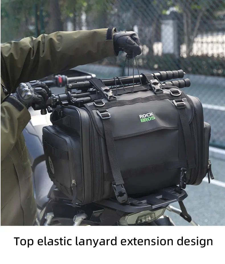 Moto Guard RockBro 43-50L Expandable Motorcycle Tail Bag with Rain Cover