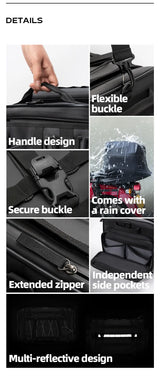 Moto Vanguard RockBro Tail Bag 43-50L – Expandable Motorcycle Luggage Bag | PVC Waterproof-Resistant Touring Bag