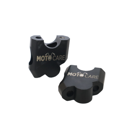 MotoCare handlebar riser installed on Honda CB350 RS showing elevated handlebar position for improved comfort and riding posture