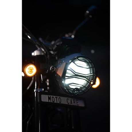 MotoCare Headlight Grill installed on Honda CB350