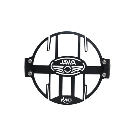 MotoCare headlight grill installed on Jawa 42 FJ motorcycle