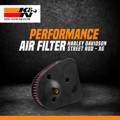 K&N air filter for Harley Davidson Street Rod 750 2017 engine upgrade