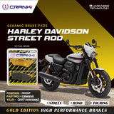 CRANK1 Ceramic Front Brake Pads CRM859 for Harley-Davidson Street Rod 2017 Onwards HH Rated Disc Brake Pads 2 Sets