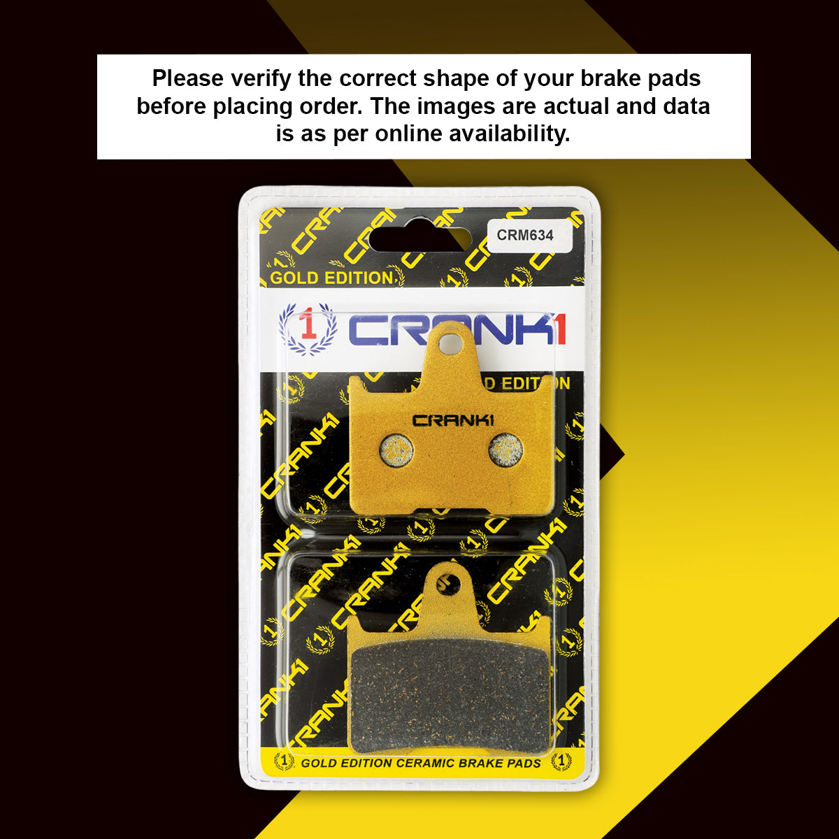 CRANK1 Ceramic Rear Brake Pads CRM634 for Harley Davidson Sportster Iron 883 (2014 Onwards) HH Rated Motorcycle Brake Pads