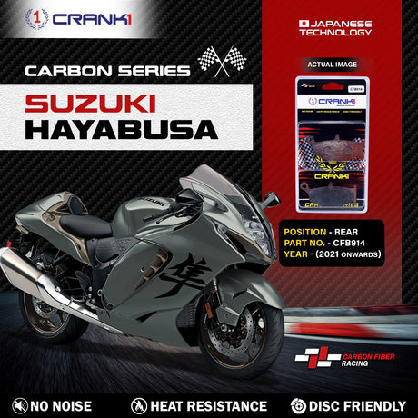CRANK1 CFB914 Carbon Brake Pads for Suzuki Hayabusa Rear