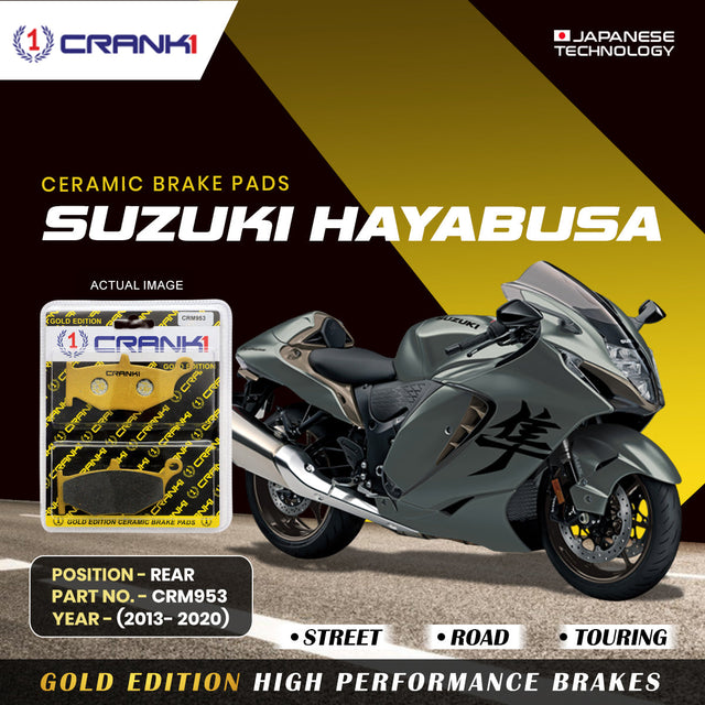 CRANK1 Ceramic Rear Brake Pads CRM953 for Suzuki Hayabusa 2013-2020 HH Rated Disc Brake Pads